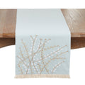 Embroidered Botanical Table Runner Lined Decorative Table Runner With Fringe For Dining Console Tables 16 X72