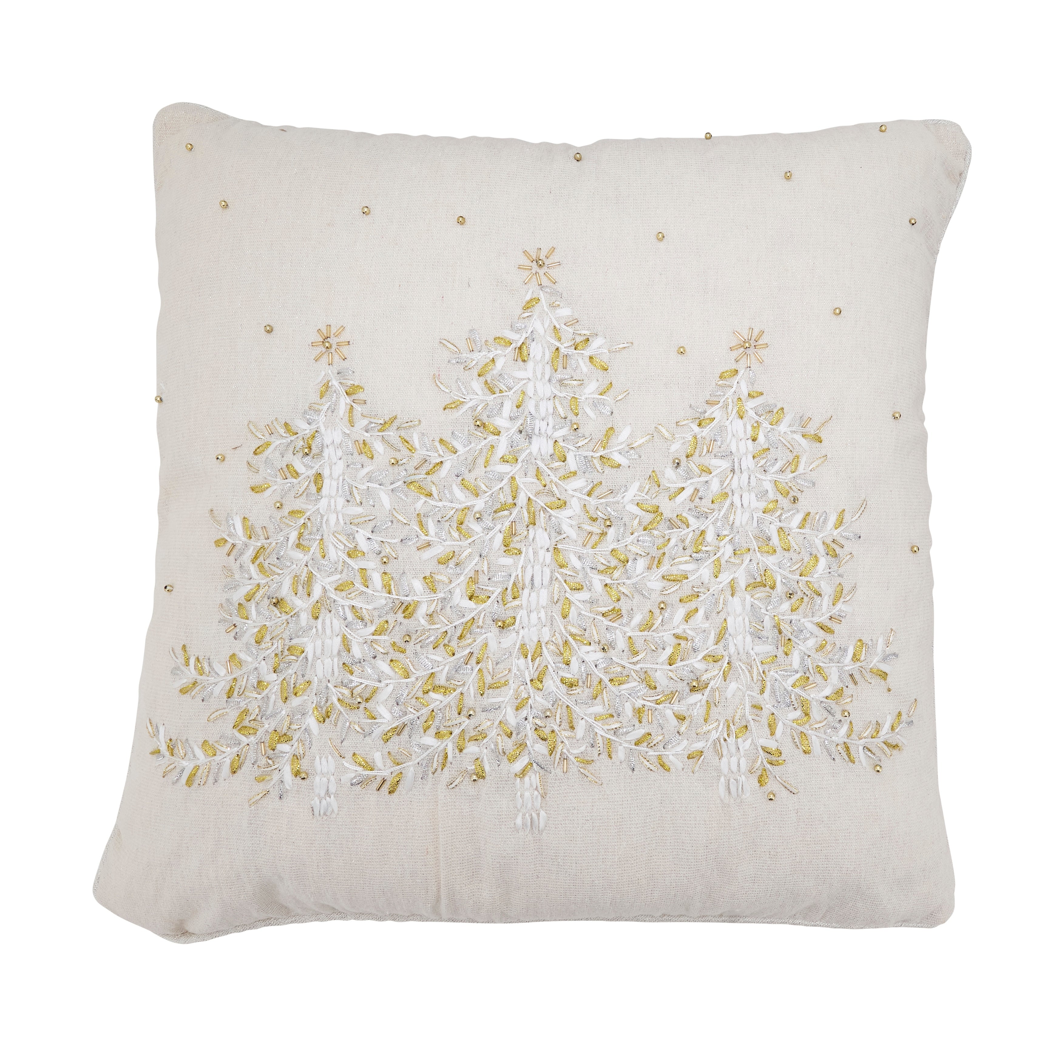 Embroidered Christmas Tree Down Filled Throw Pillow