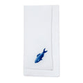 Embroidered Fish Cotton Napkins Set Of 6 Hemstitch Border With Coastal Inspired Motif 20 X20