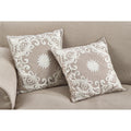 Embroidered Floral Design Cotton Poly Filled Throw Pillow