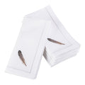 Embroidered Gray Feather Hemstitched Cotton Napkin Set Of 6