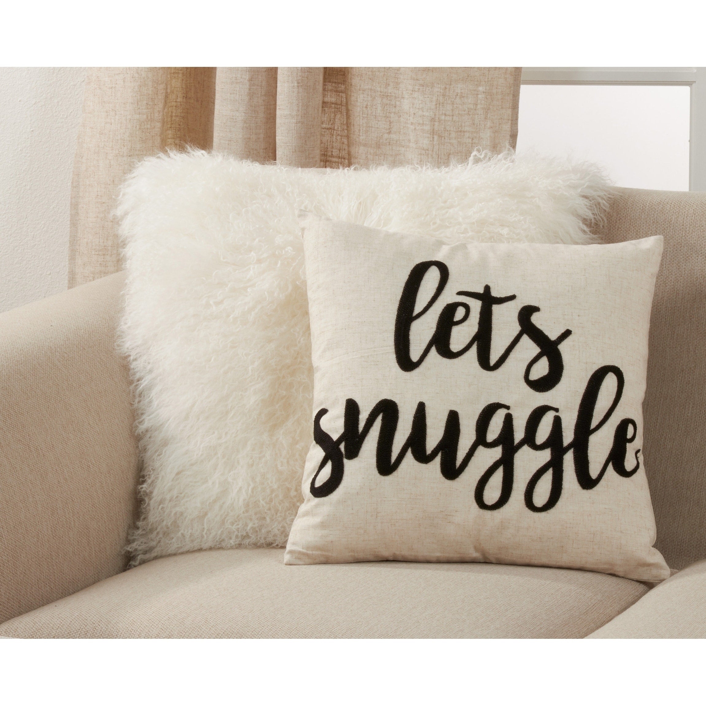 Embroidered Lets Snuggle Pillow