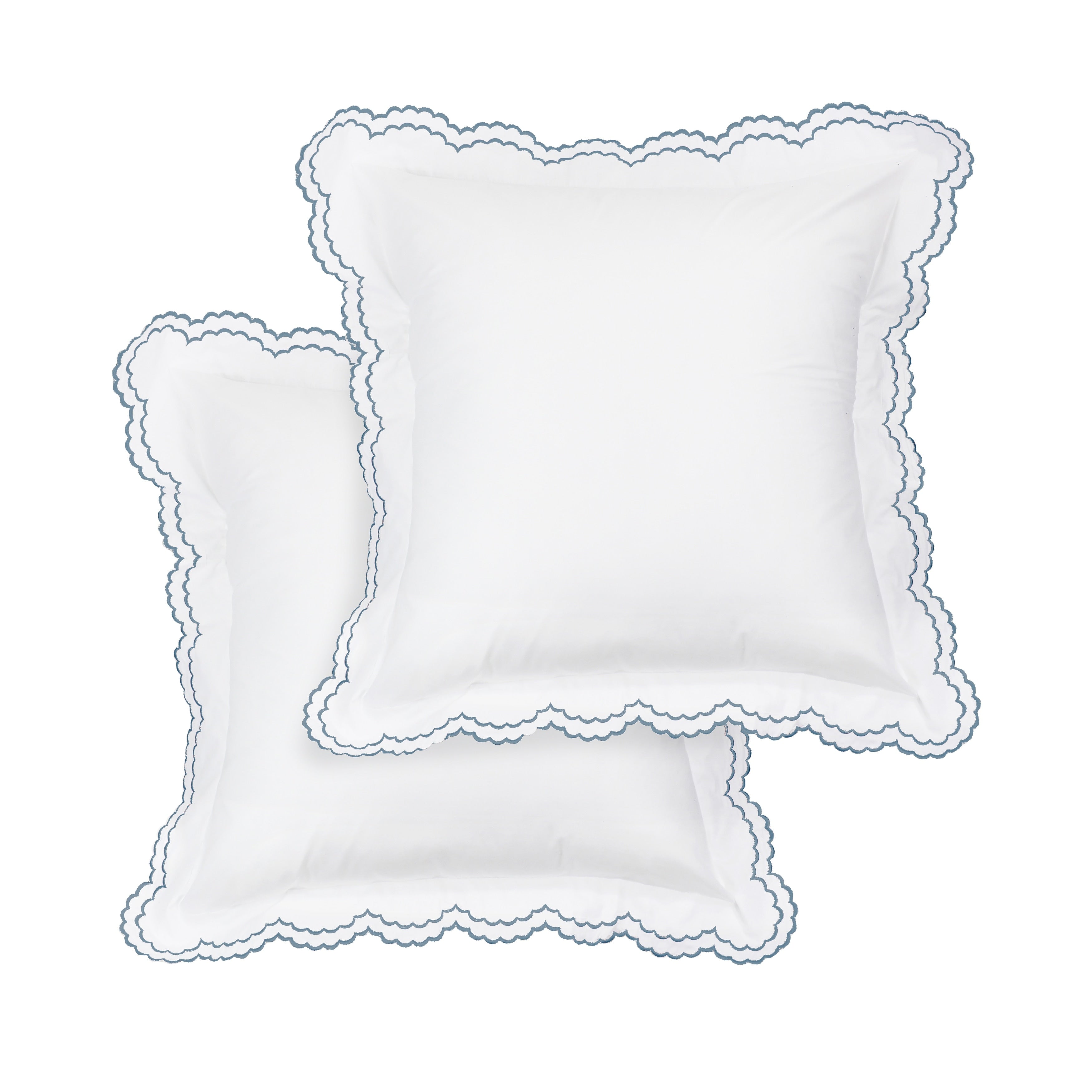Embroidered Percale Crisp Cotton Double Scallopier Duvet Set