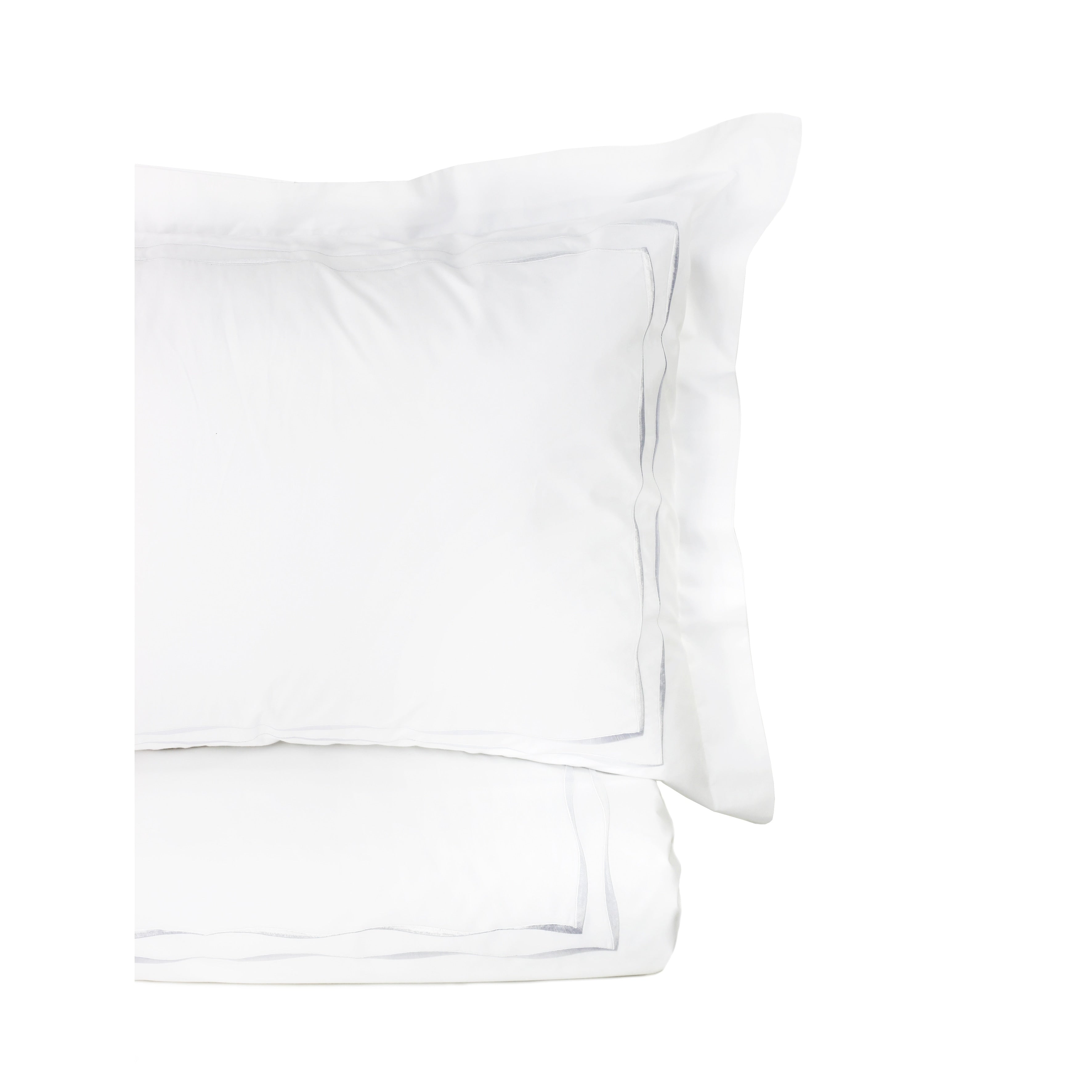 Embroidered Percale Crisp Cotton Wave Stripe Duvet Set