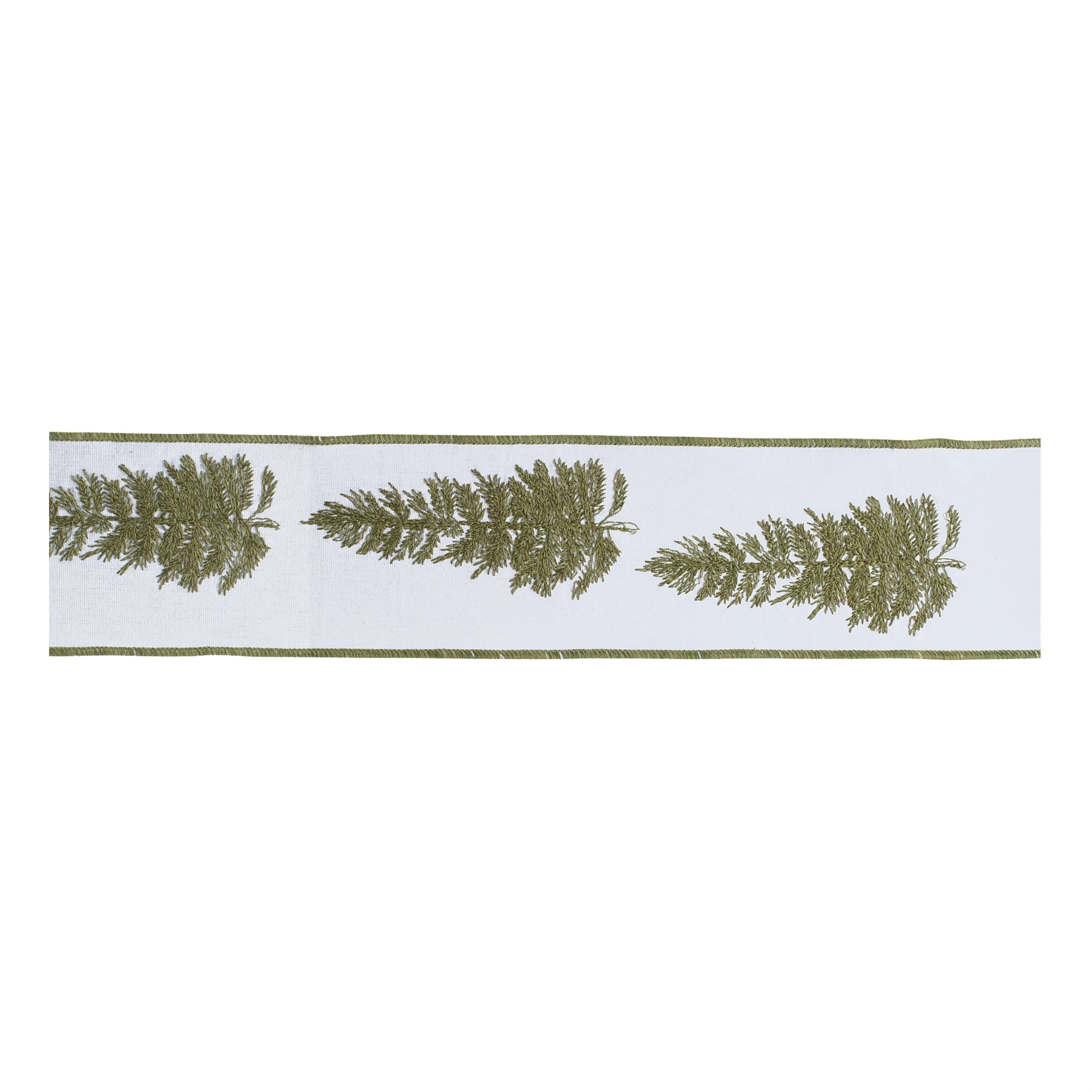 Embroidered Pine Branch Wired Ribbon 4 X 5 Yds.