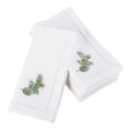 Winter Pine Embroidered And Hemstitched Cotton Napkin Set Of 6