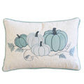 Embroidered Pumpkin Lumbar Throw Pillow Misty Blue Fall Accent Cushion Set Of 2