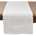Saro Lifestyle White Linen Blend Braided Embroidered Table Runner