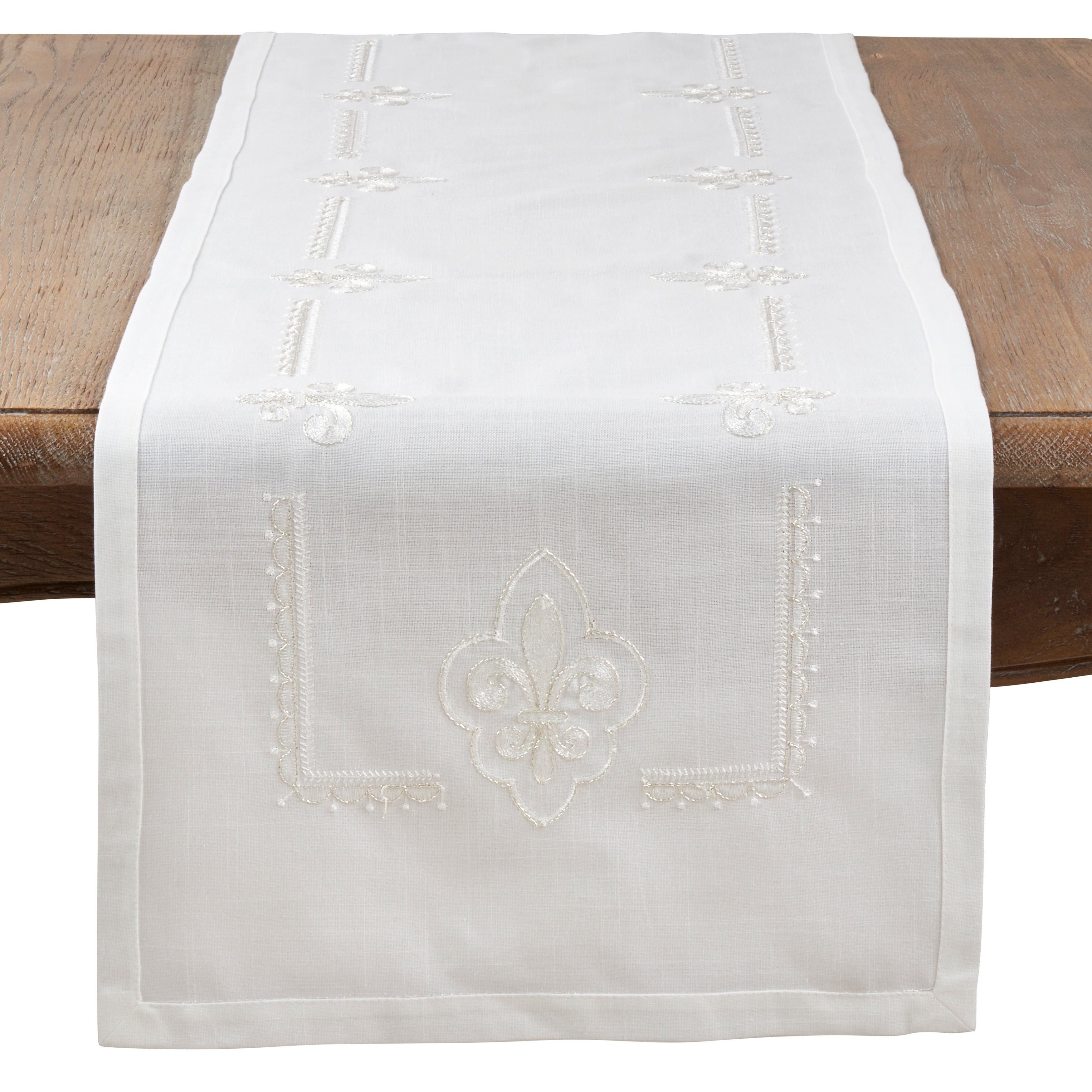 Fleur De Lis Design Embroidered Runner
