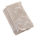 Embroidered Scallop Design Natural Linen Blend Napkin Set Of 4