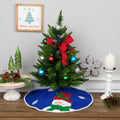 20 Blue And White Embroidered Snowman Mini Christmas Tree Skirt