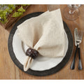Embroidered Swirl Design Natural Linen Blend Napkin Set Of 4