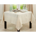 Embroidered Swirl Design Natural Linen Blend Tablecloth