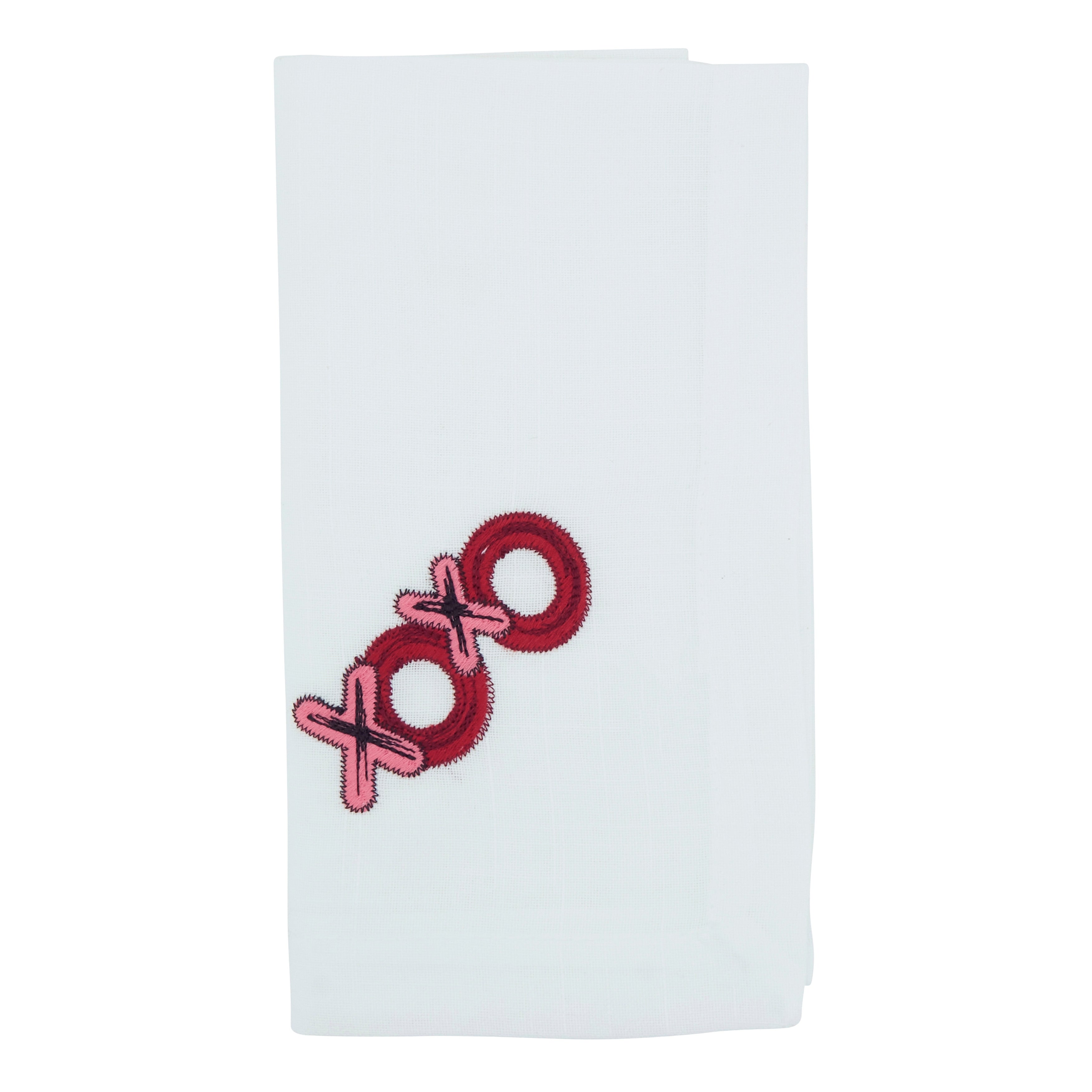 Embroidered Xoxo Napkins Set Of 4 Playful Kiss Hug Motif For Romantic Tables 20 X20