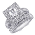 Emerald Cut White 2.5Ct Wedding Band Bridal Ring Set Sterling Silver
