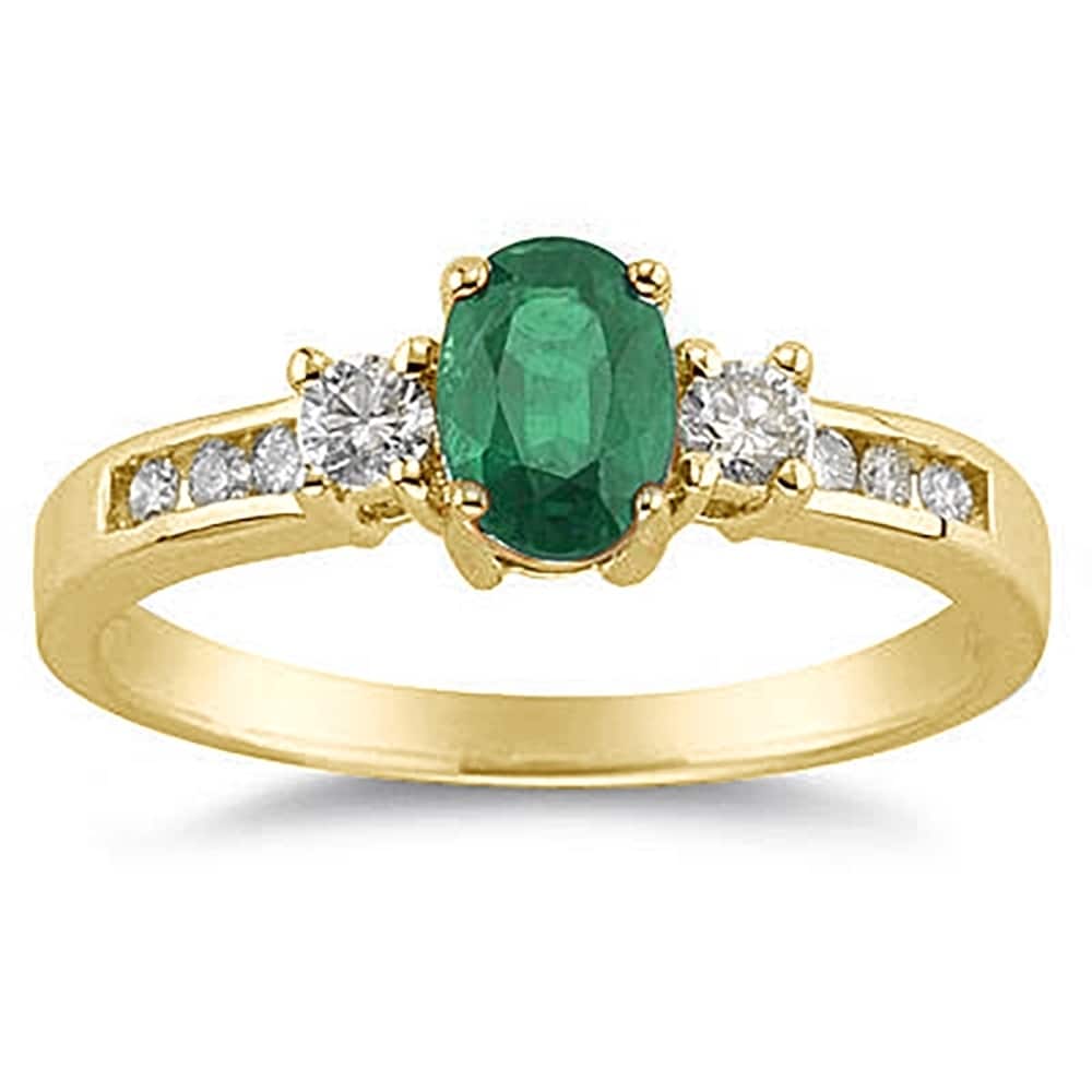 Emerald And Diamond Regal Channel Ring In 14K Yellow Gold