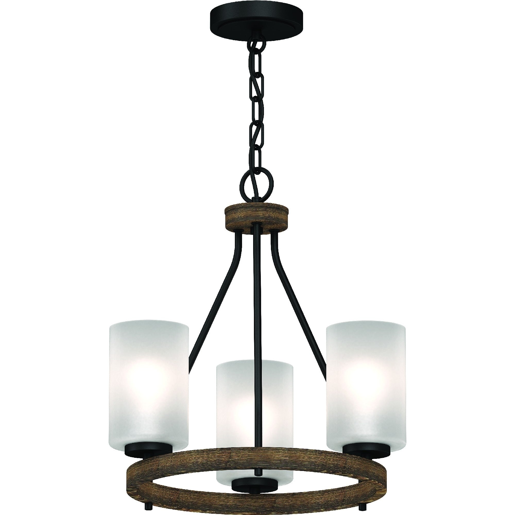 Emery 3 Light Indoor Walnut Black Mini Chandelier