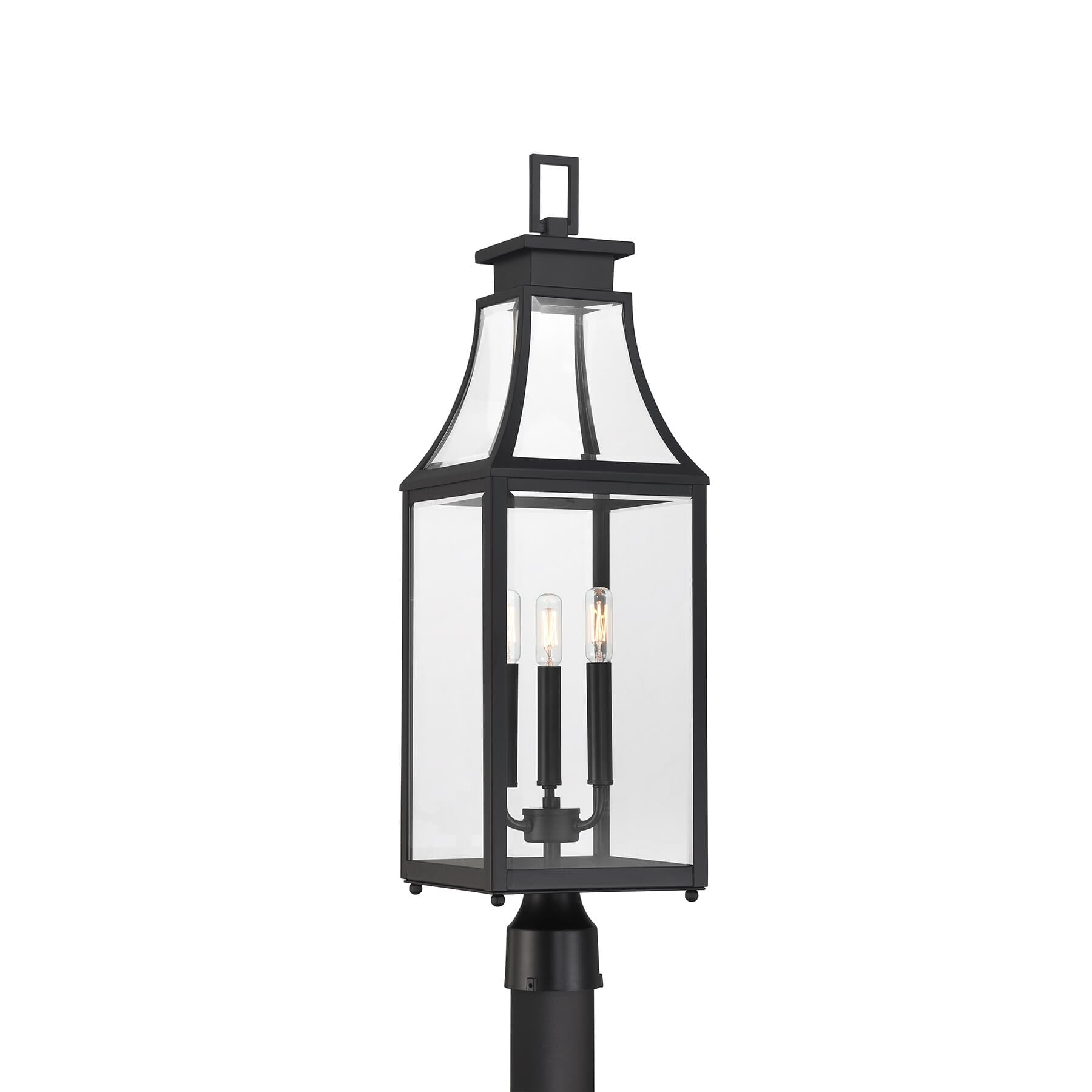 Emery 3 Light Outdoor Post Lantern In Matte Black