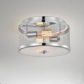 Emil Chrome 2 Light Patterned Metal Drum Shade Flush Mount