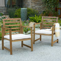 Emilano Outdoor Acacia Wood Club Chair With Cushions Set Of 2 By Christopher Knight Home