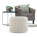 The Curated Nomad Holladay Round Macrame Pouf In Natural Cotton