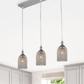 Emili Silver 3 Light Metal Bell Shades Linear Pendant Light