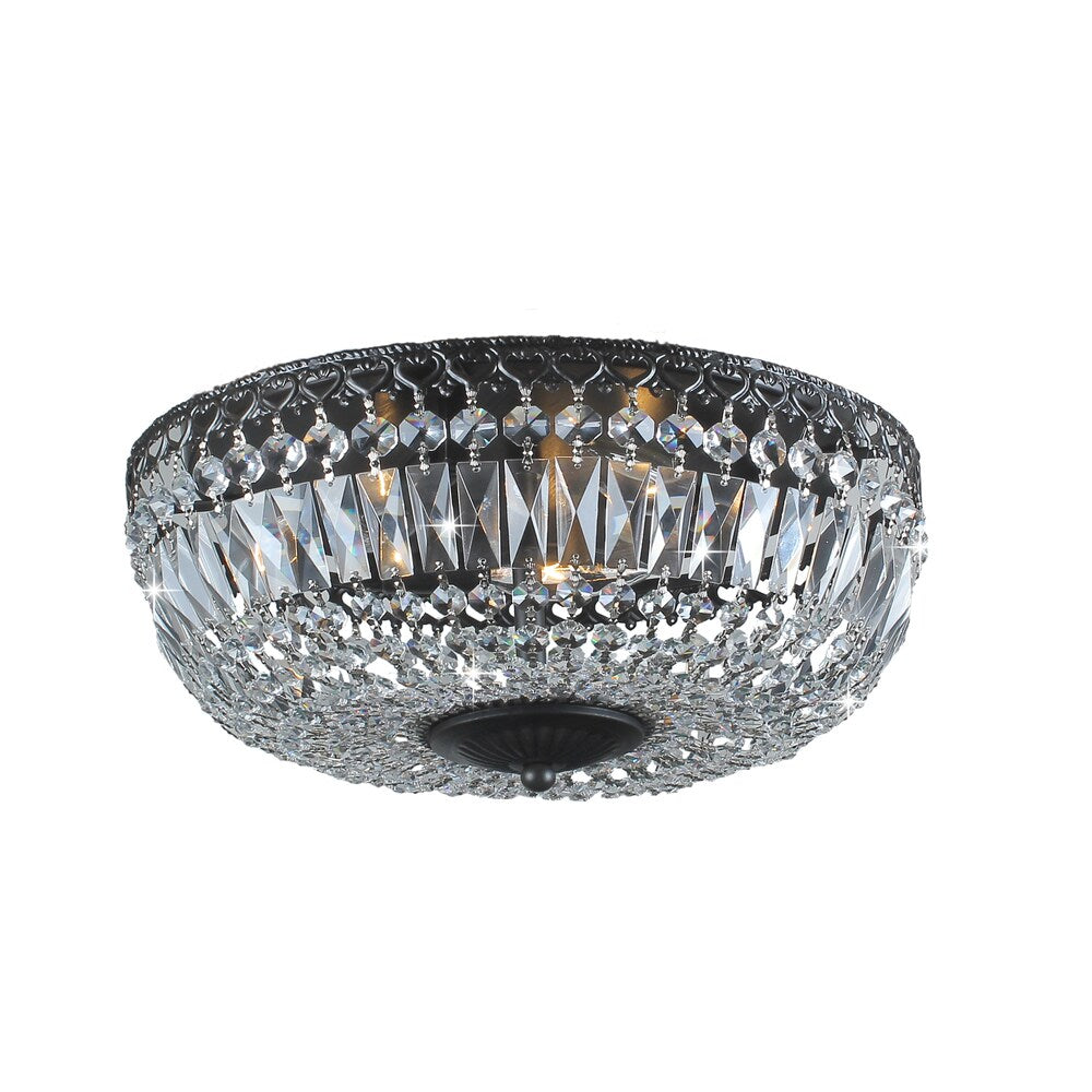 Silver Orchid Wray 14 Inch Antique Black Crystal Flush Mount Chandelier