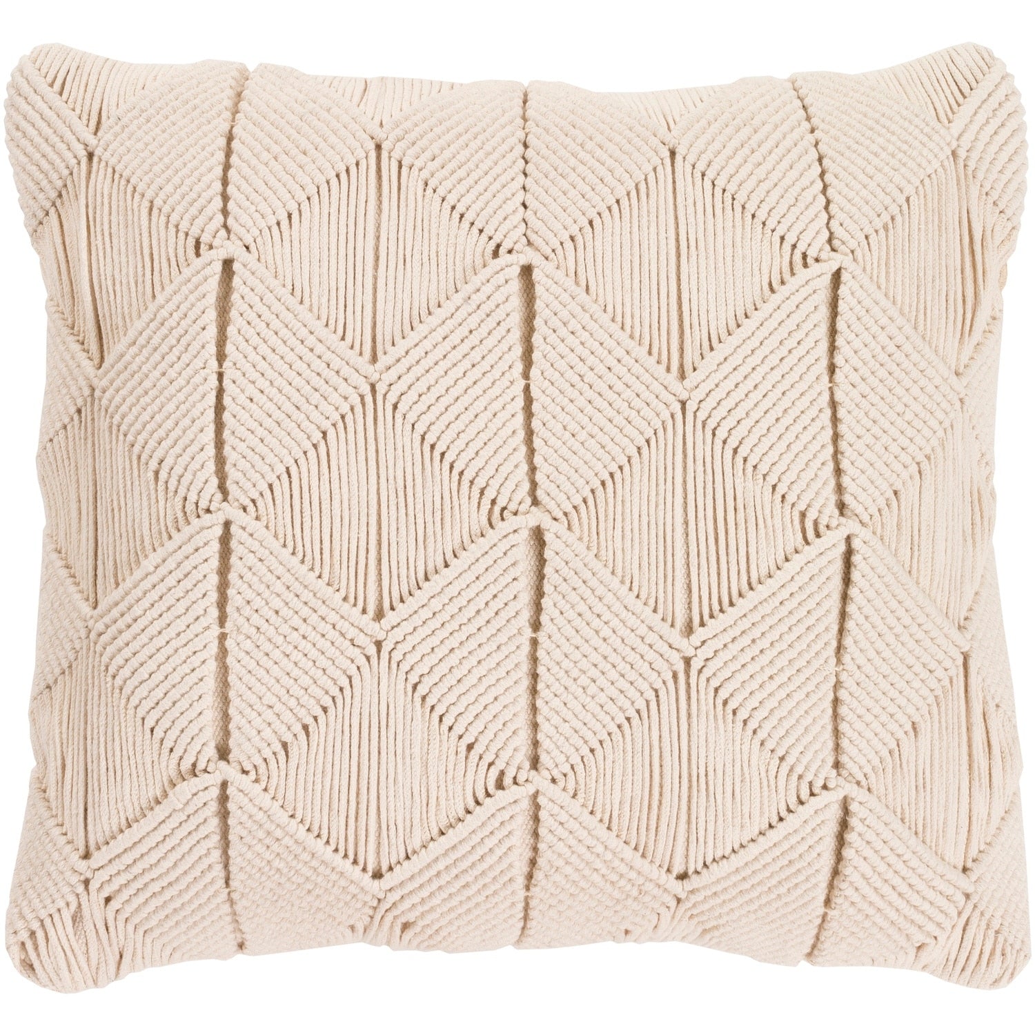 Emilija Macrame Cream Feather Down Or Poly Filled Throw Pillow 18 Inch