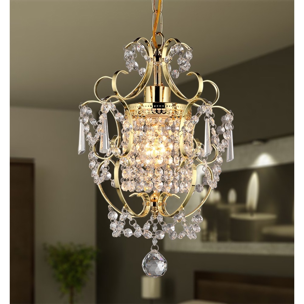 Emily 1 Light Gold 11 Inch Crystal Chandelier