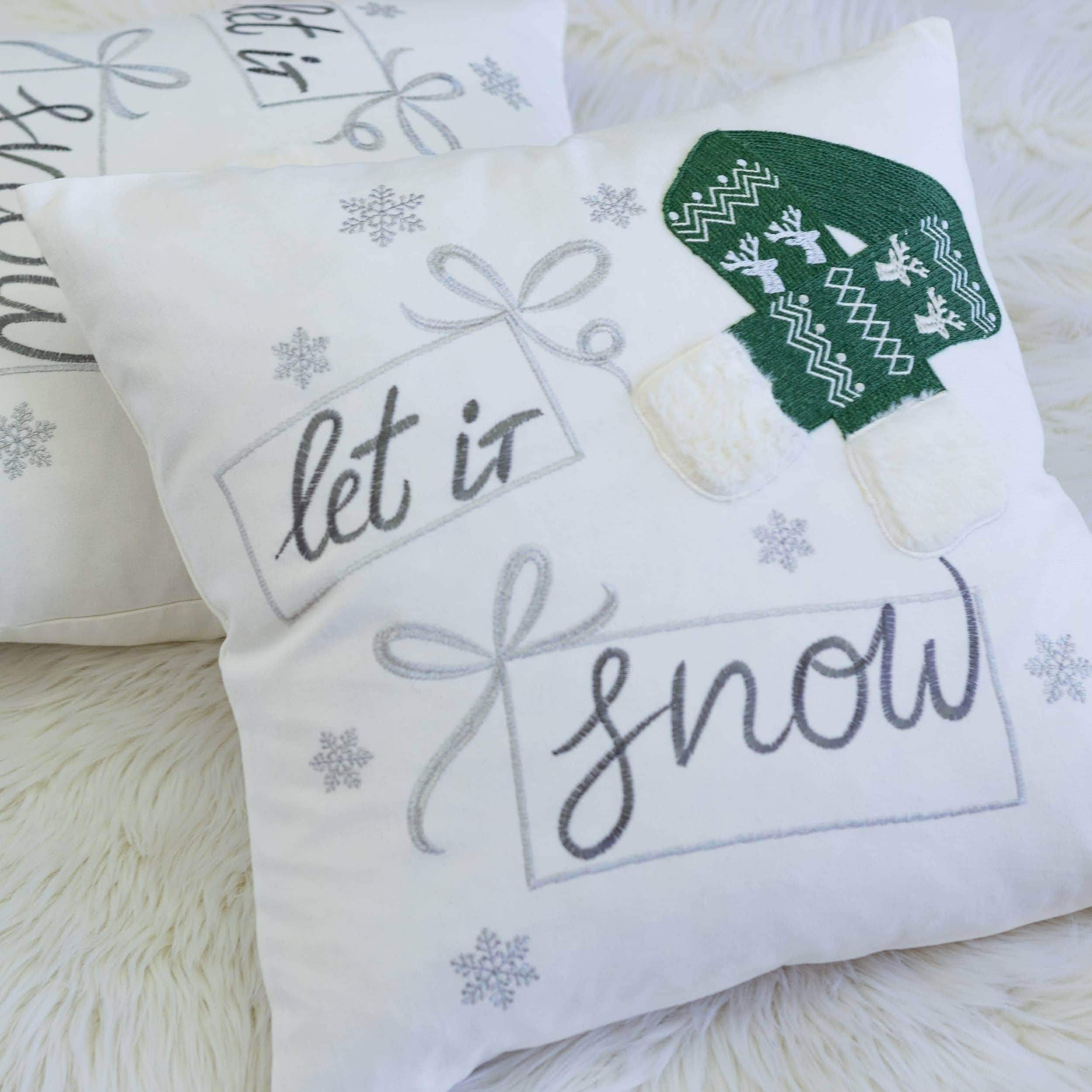 Emily Christmas Cotton Embroidery 20 Square Decorative Throw Pillow 2Pk
