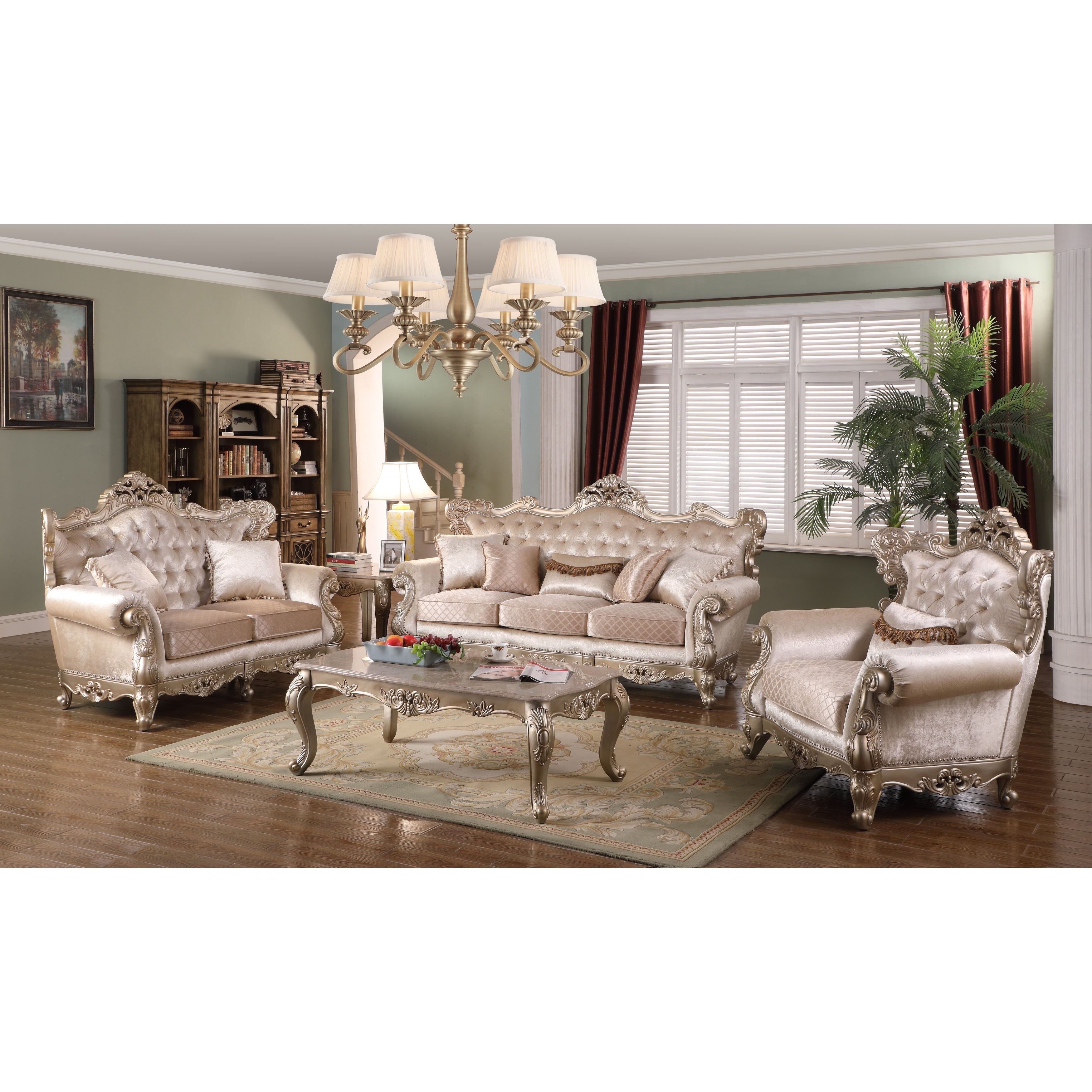 Emily Living Room Set With Wooden Accents