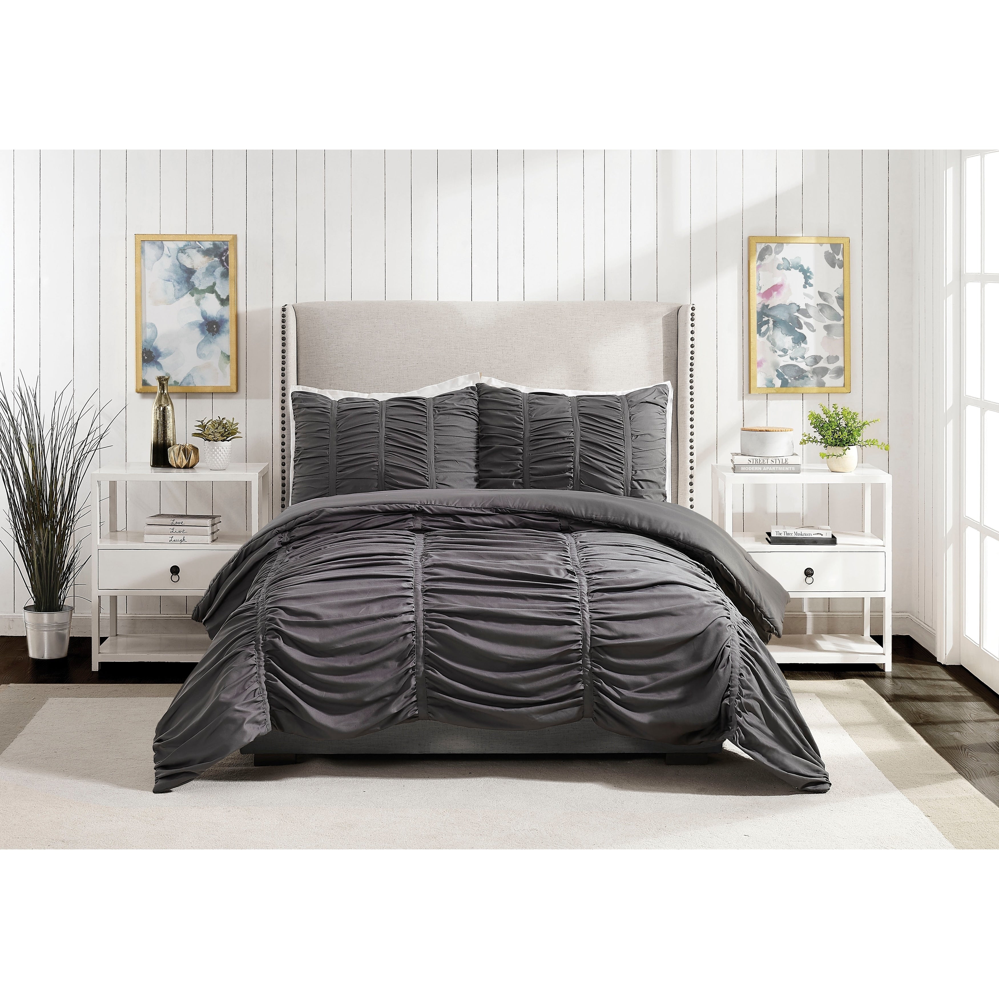 Emily Texture Twin Twin Xl Comforter Set Dark Gray