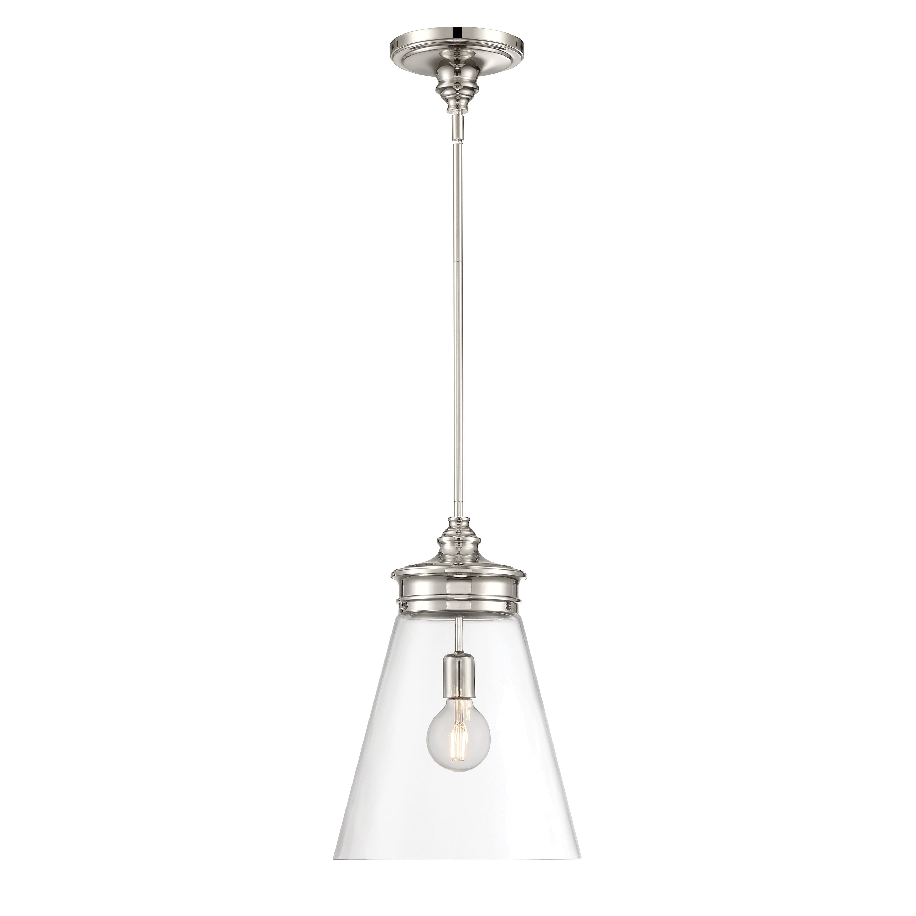 Emma 12 Inch Wide 1 Light Glass Pendant In Polished Nickel 12In W X 12In D X 17.5In H