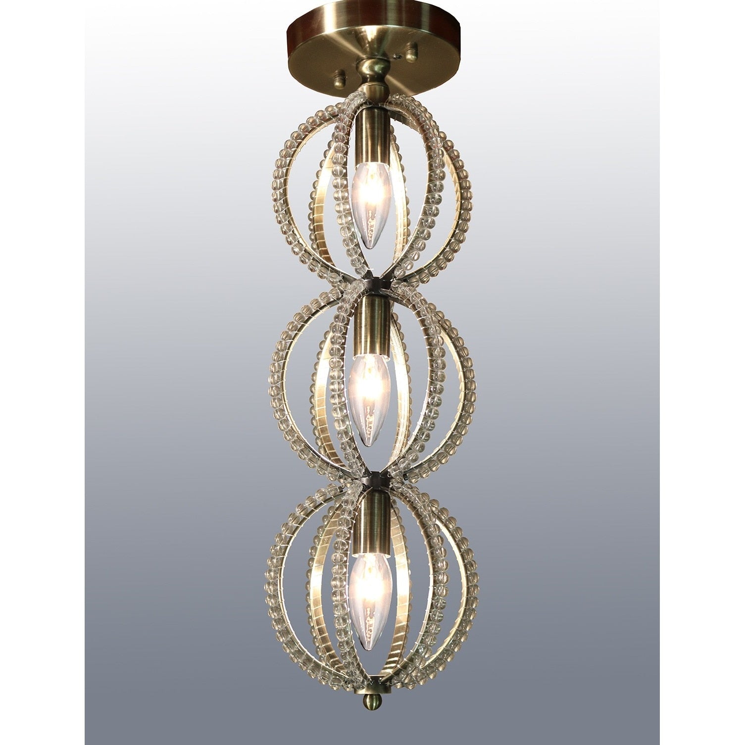 Emma 3 Light Antique 7 Inch Crystal Flush Mount