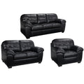 Emma Black Italian Leather Sofa Loveseat And Chair