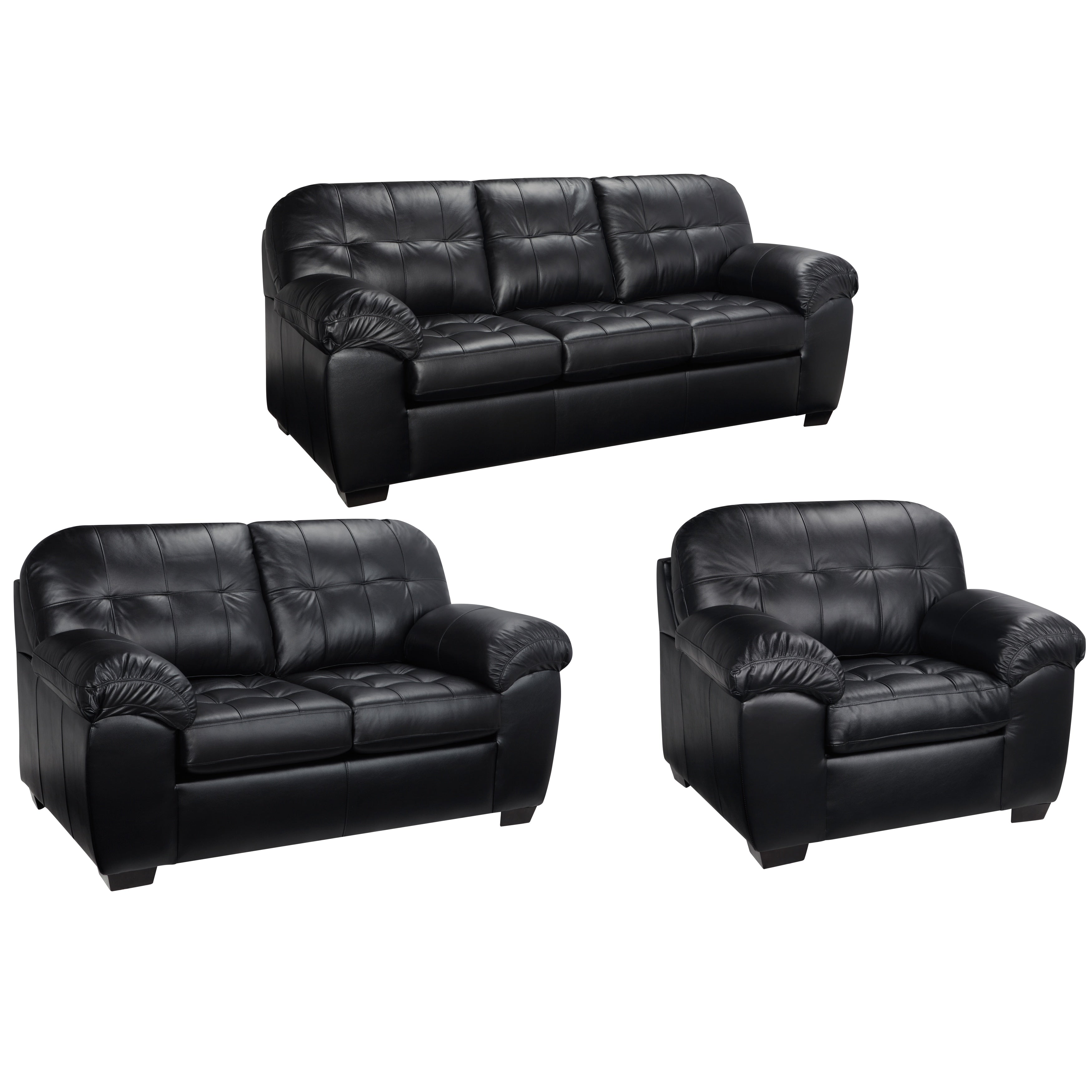 Emma Black Italian Leather Sofa Loveseat And Chair