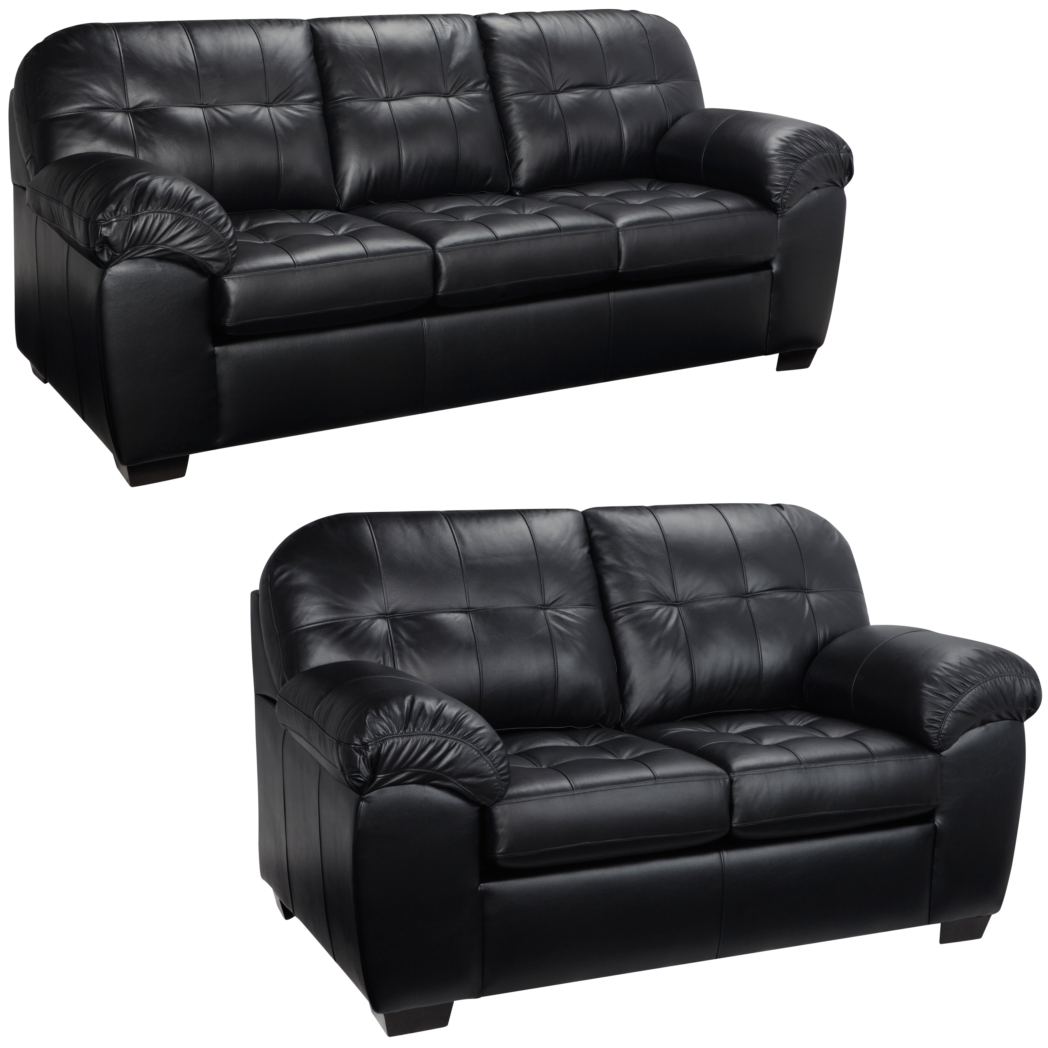 Emma Black Italian Leather Sofa And Loveseat