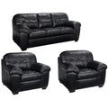 Emma Black Italian Leather Sofa And Two Chairs