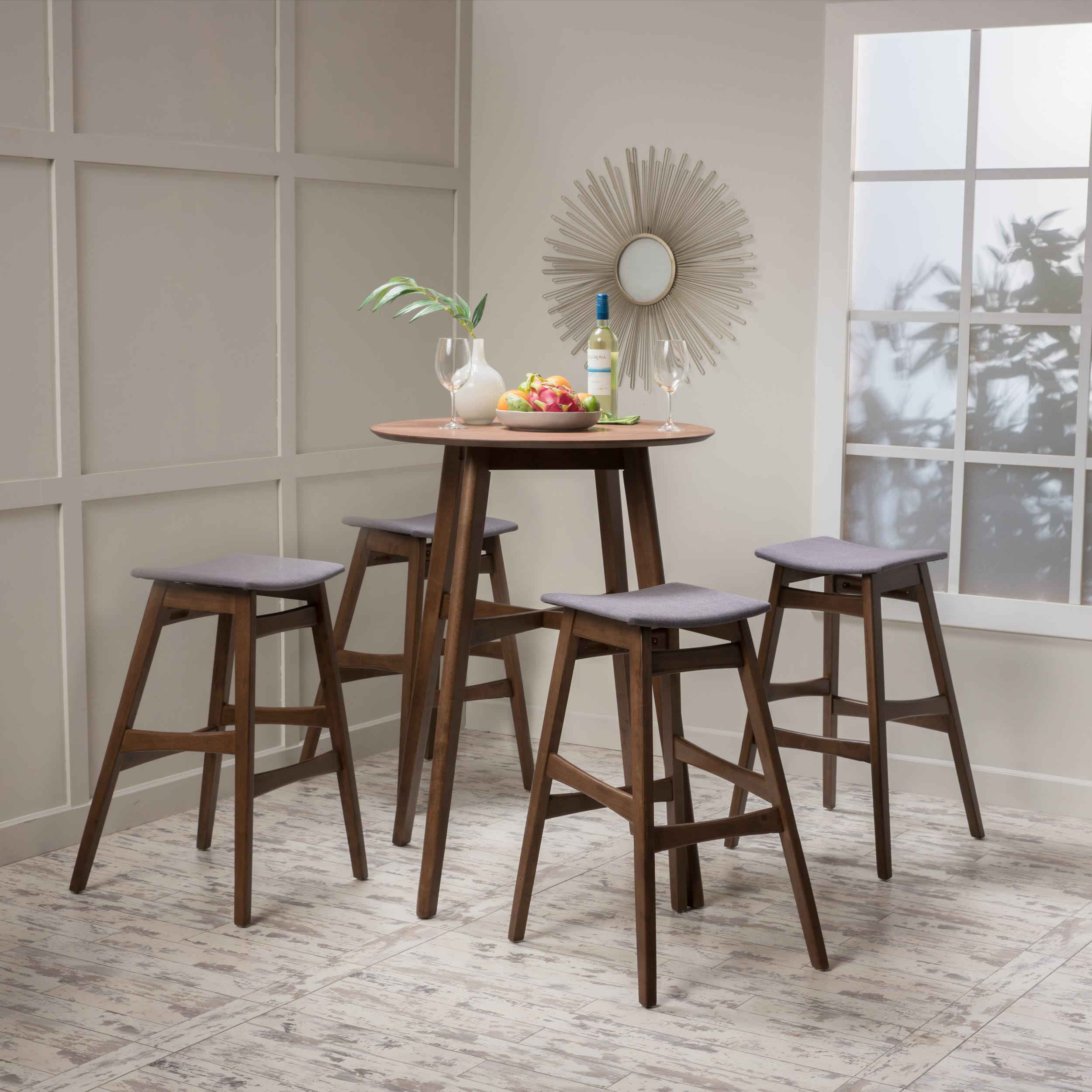 Emmaline Mid Century 5 Piece Bar Height Dining By Christopher Knight Home