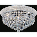 Empire Collection Chrome Finished Stainless Steel 5 Light Flush Mount Fixture With Multifaceted Crystal Shade