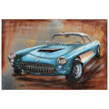 Empire Art Blue Car Primo Mixed Media Hand Painted Iron Wall Sculpture