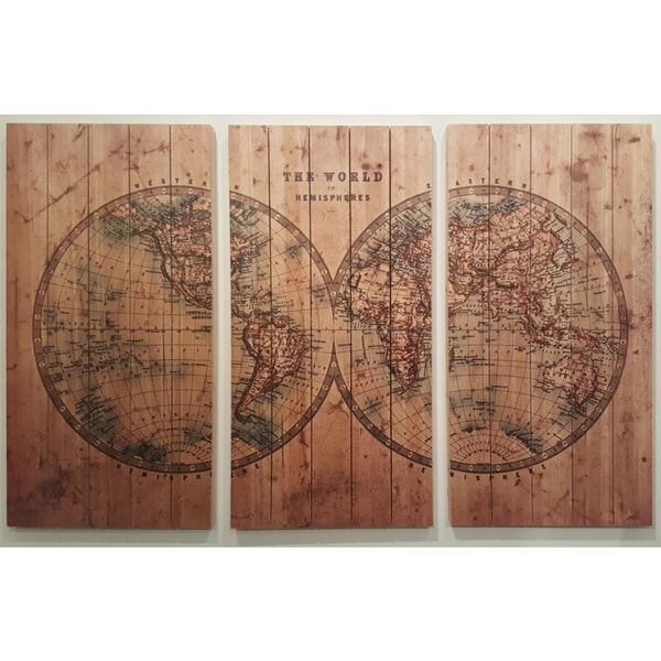Empire Art Cartography Fine Art Giclee Printed On Solid Fir Wood Planks