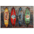 Canoes Metallic Handed Painted Rugged Wooden Blocks Wall Art