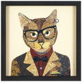 Empire Art Funky Cat 2 Hand Made Signed Art Collage By Ead Artists Co Op Under Tempered Glass In Black Frame