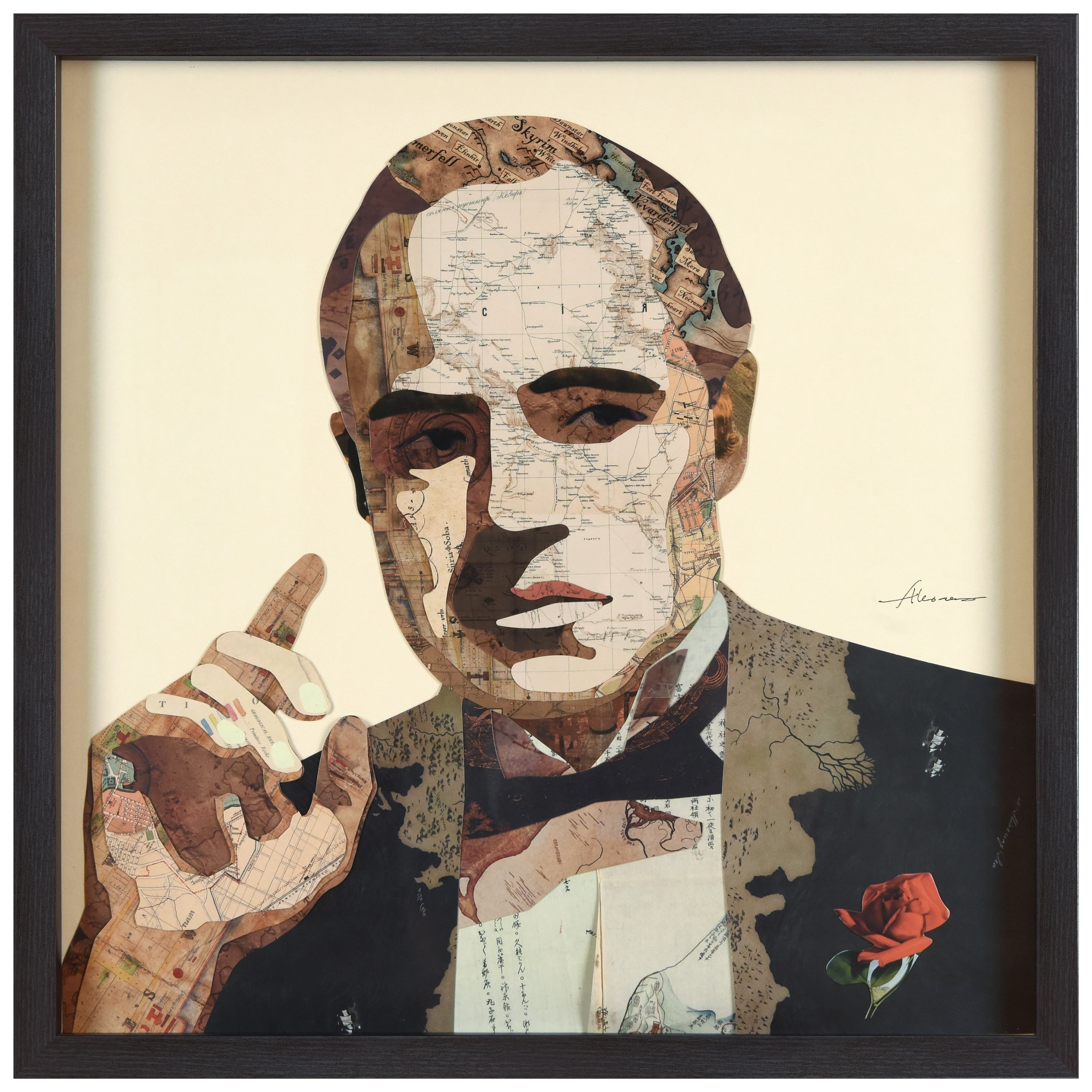 Empire Art Godfather Hand Made Signed Art Collage By Ead Artists Co Op Under Tempered Glass In Black Frame