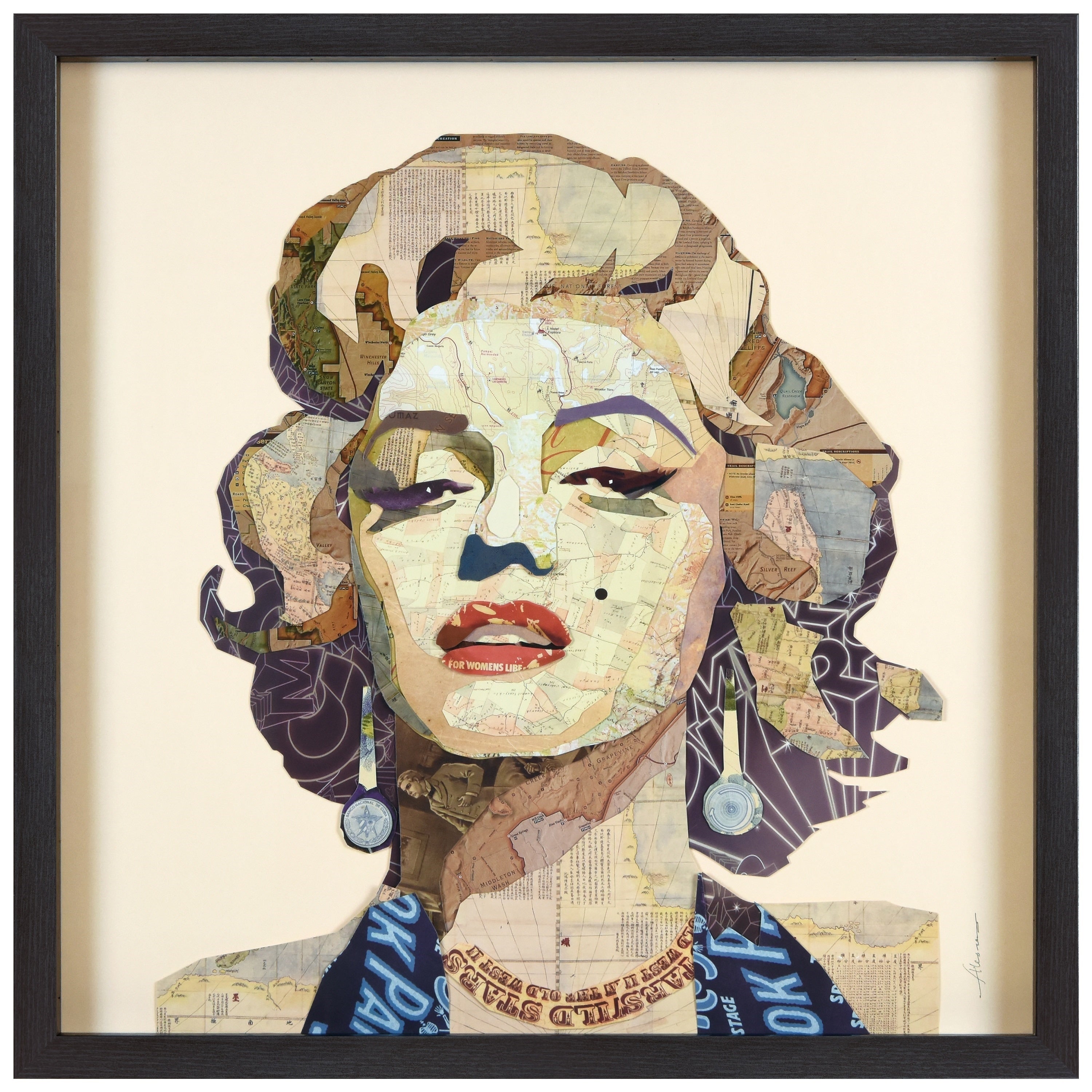 Empire Art Homage To Marilyn Hand Made Signed Art Collage By Ead Artists Co Op Under Tempered Glass In Black Frame