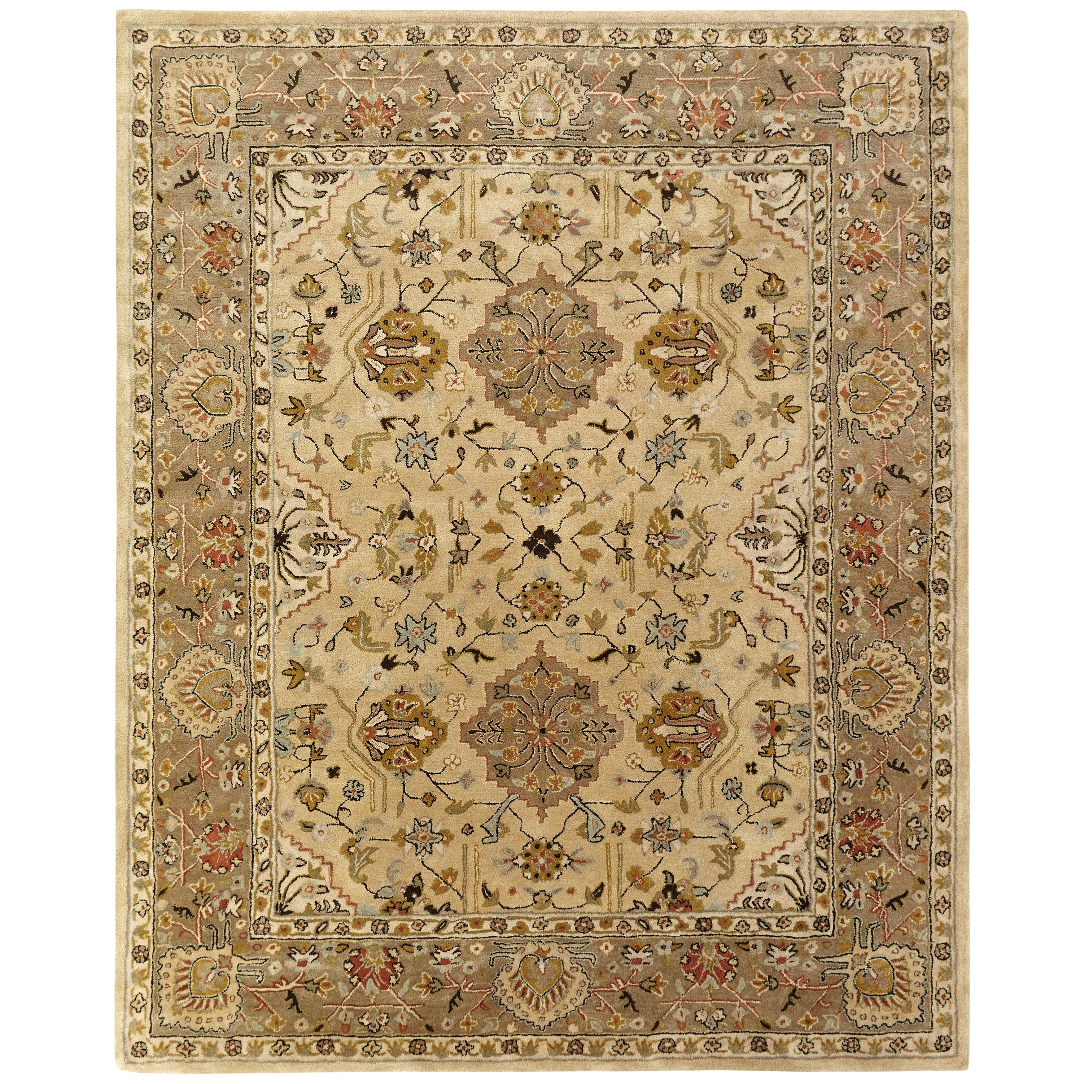Empire Beige Brown Hand Tufted Wool Area Rug 8 Round 8 Round