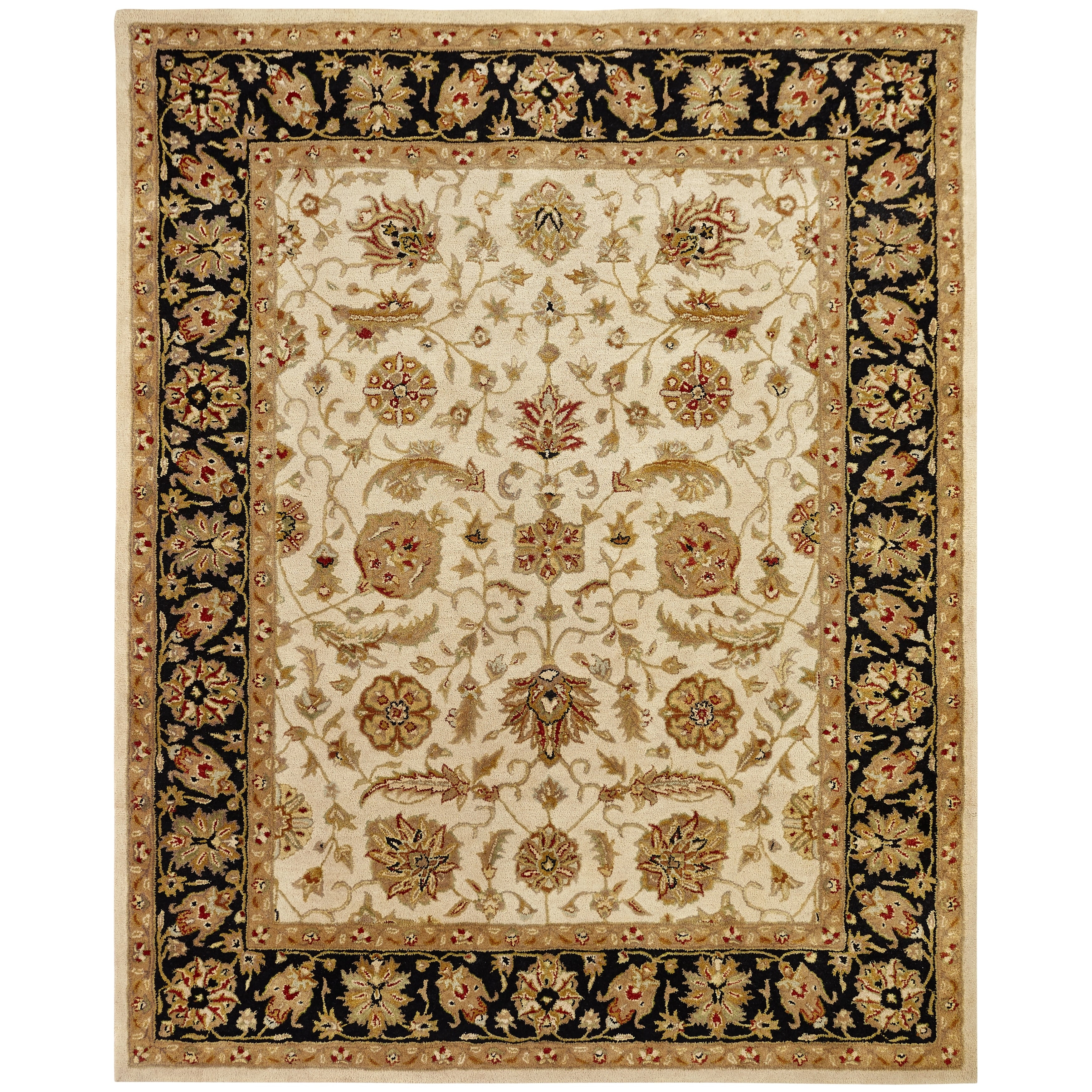 Empire Ivory Black Wool Hand Tufted Area Rug 4 Round 4 Round