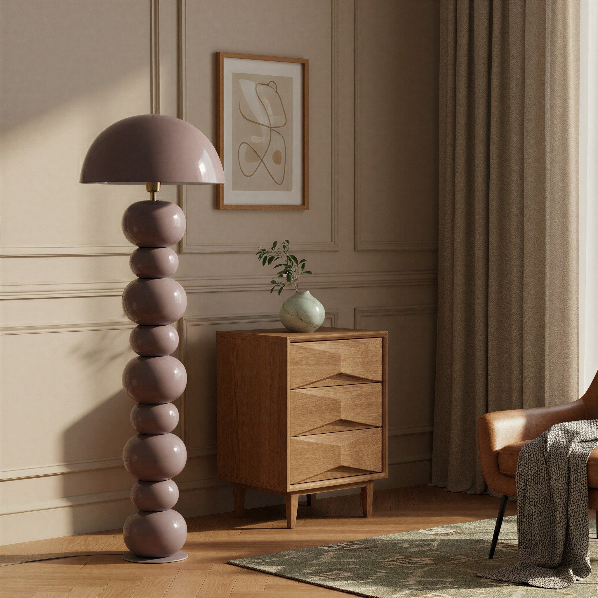 Enameled Metal Stacked Ball Floor Lamp 18.0 L X 18.0 W X 54.0 H