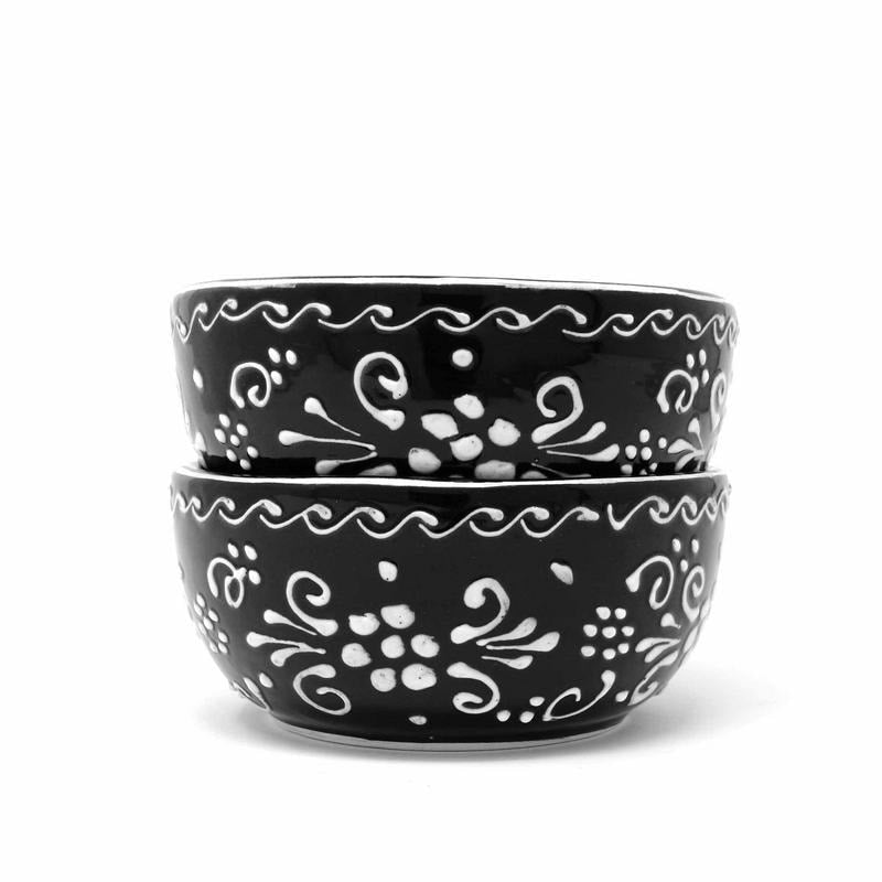 The Curated Nomad Somerset Ink Black Pottery 5.5 Inch Bowls Set Of 2